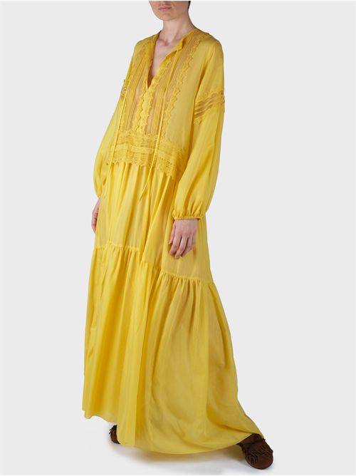 Abito lungo in cotone e seta con dettagli ricamati ERMANNO SCERVINO | D464Q620RUQ30850
